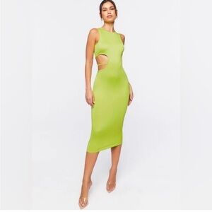 Forever 21 Green Asymmetrical Bodycon Midi Dress